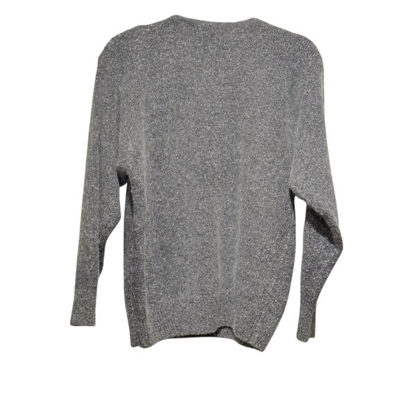 Vintage 80s Silk Angora Blend Gray Sequin Beaded Womens Holiday Sweater Medium - Picture 3 of 9